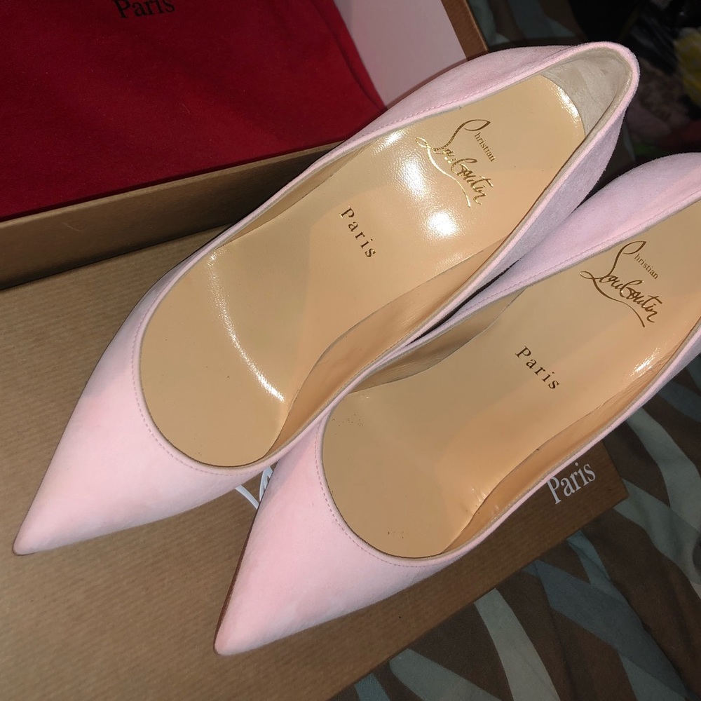 Pink suede pumps
